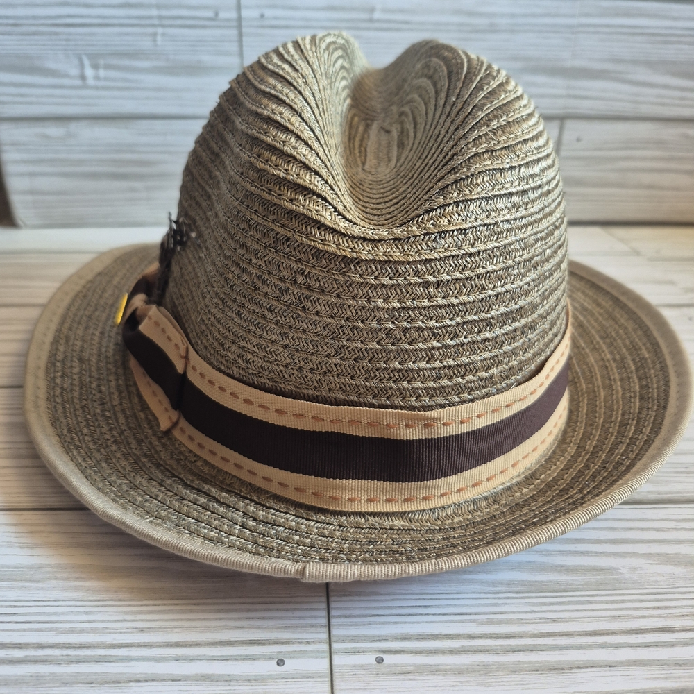 Stacy Adams Tan and Brown Fedora Hat